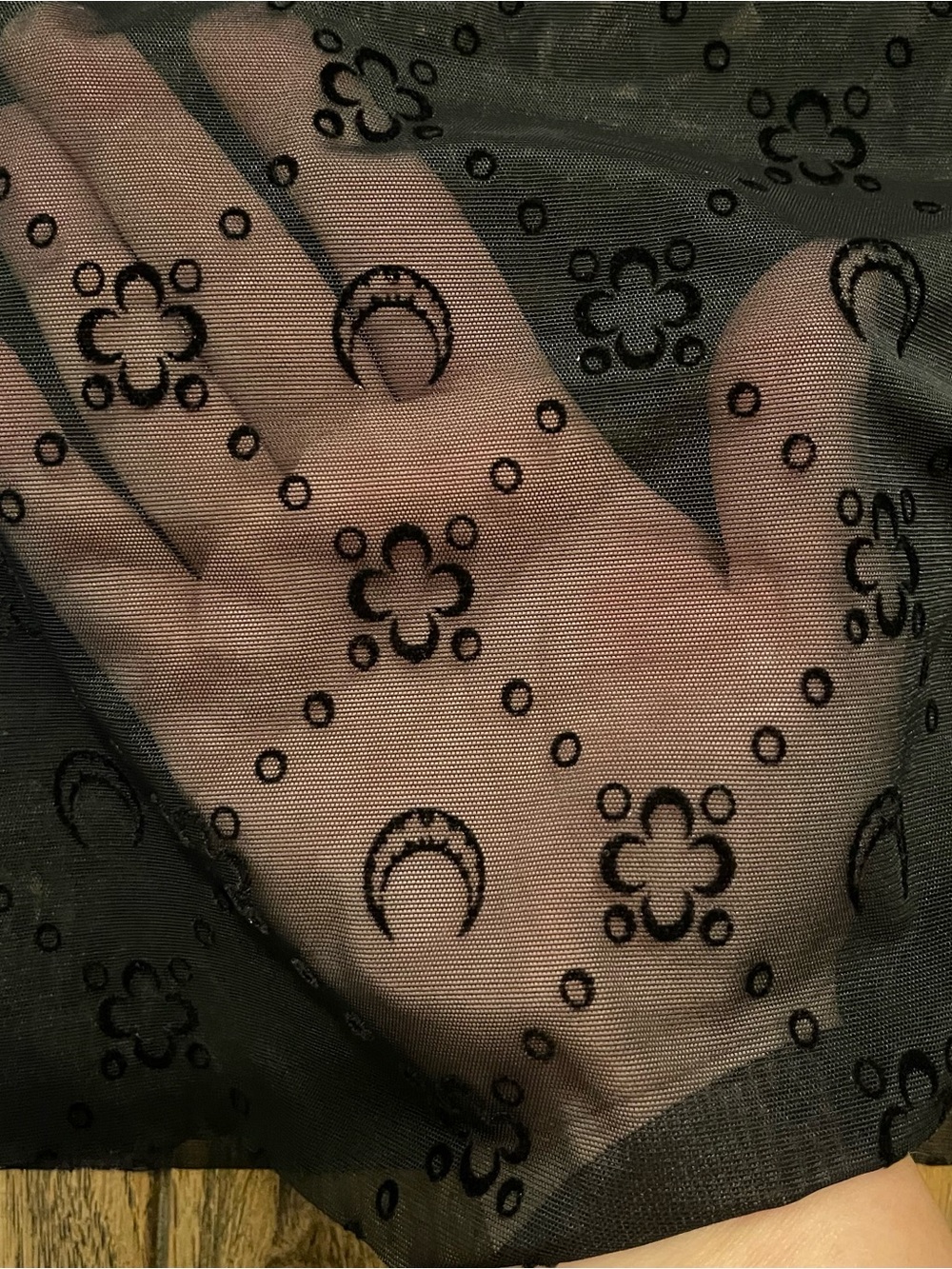 Marine Serre 'Borderline' Monogram Sheer Mesh Mock Neck Top - Picture 9 of 9